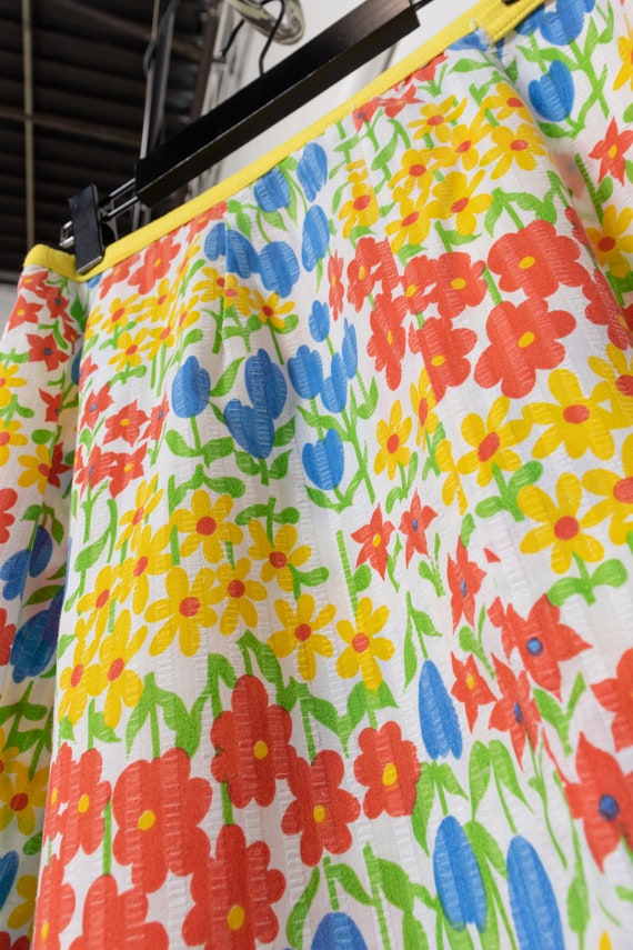 YELLOW FLORAL WRAP Mini Skirt Summer Spring Tulip… - image 6