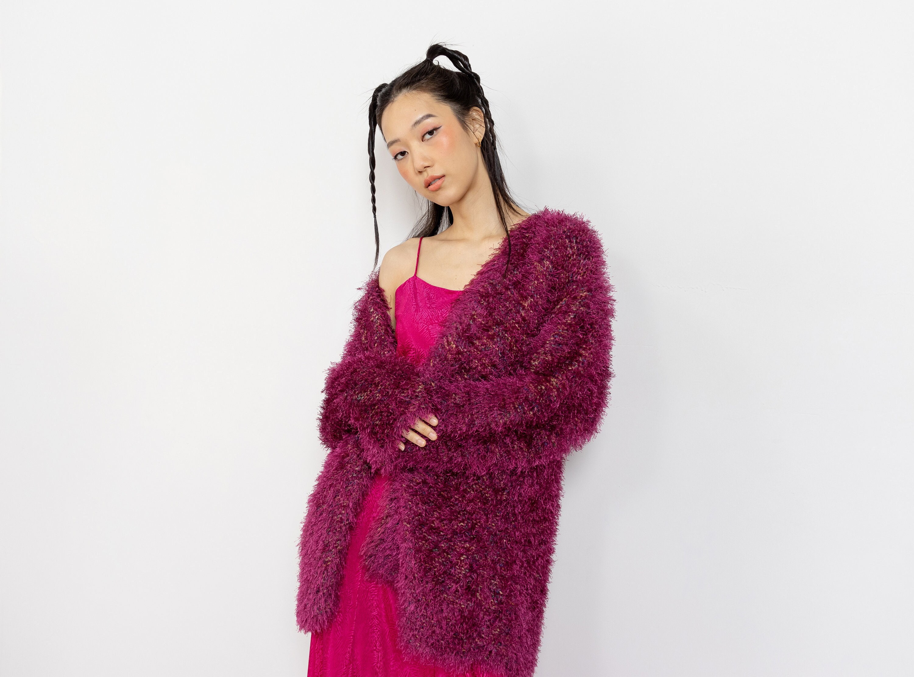 Pink fluffy shop cardigan