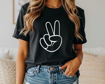 Vintage Peace Zeichen T-Shirt: Boho Festival Baumwoll-Grafik-T-Shirt