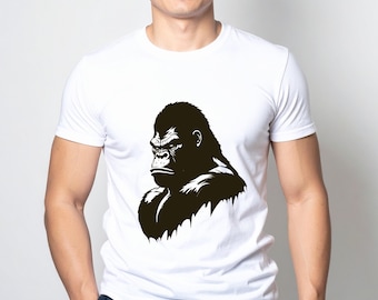 Gorilla vs 11 Men T-Shirt: Funny Graphic Cotton Tee