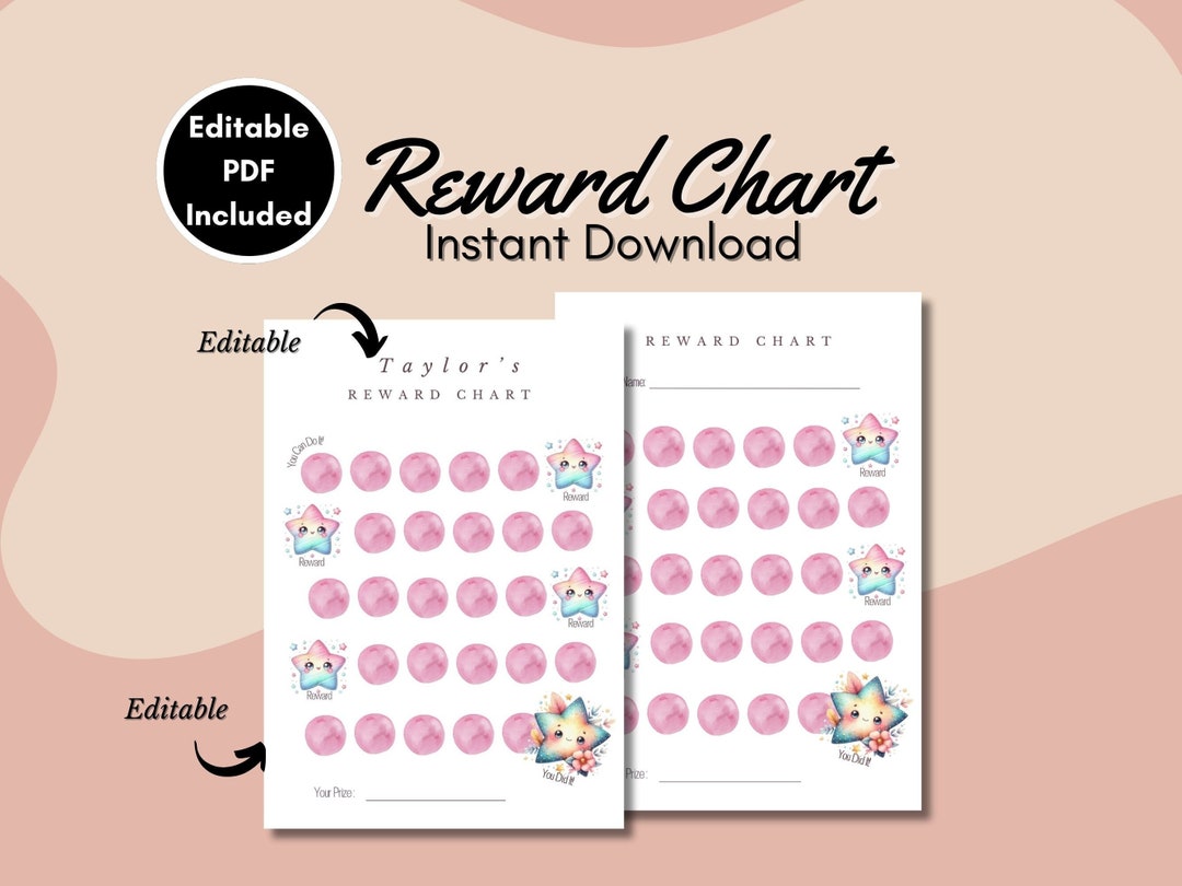 Printable Reward Chart, Kids Routine Chart Print, Printable Star Reward ...