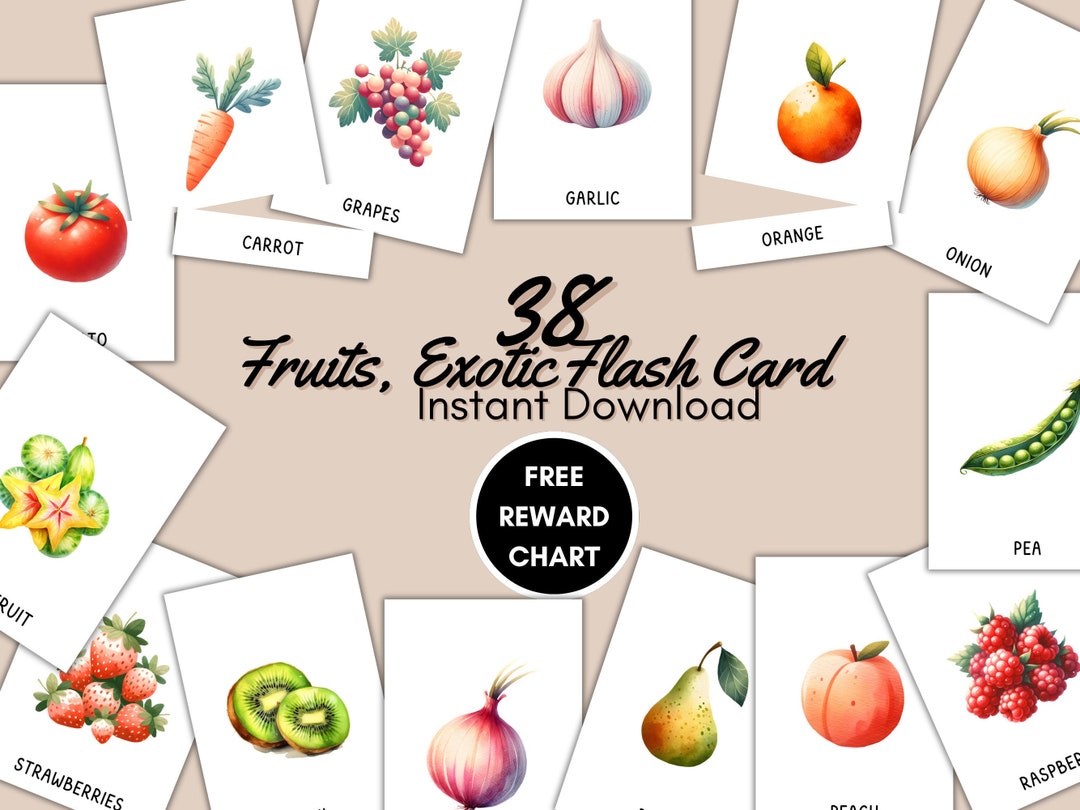 Tarjetas de frutas y verduras para niños, Tarjeta flash de frutas ...