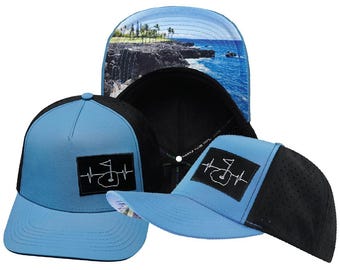 Golf Hat - Trucker Hat - Slate Blue / Black - Laser Mesh