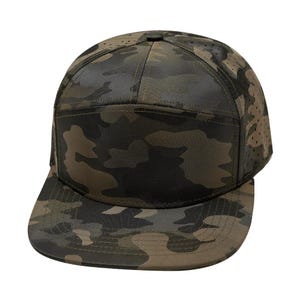 Blank 7 Panel Hat, Tan Camo Laser Mesh, Blank Cap for Embroidery and Patches, Unisex