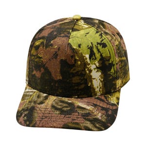 Blank 5 Panel Hat, Tan Tree Camo Fabric Back, Structured Blank Cap for Embroidery and Patches, Unisex