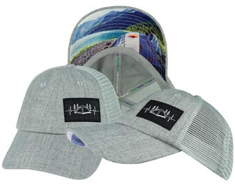 Camping Hat - Low Profile - Dad Hat - Heather Gray / Gray - Soft Trucker Mesh