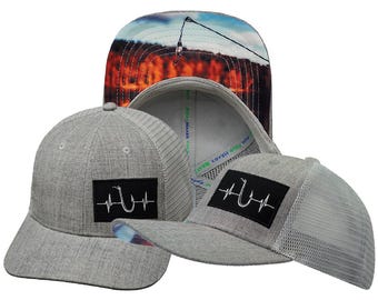 Fishing Hat, Heather Gray and Gray Trucker Mesh, Baseball Cap for Men and Women, Gift for Fishermen