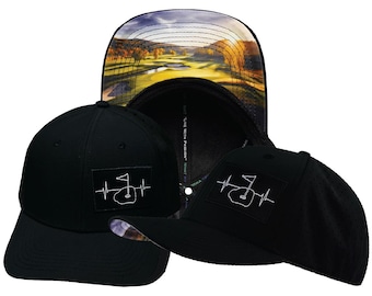 Golf Hat - Baseball Hat Fit - Black - Laser Mesh