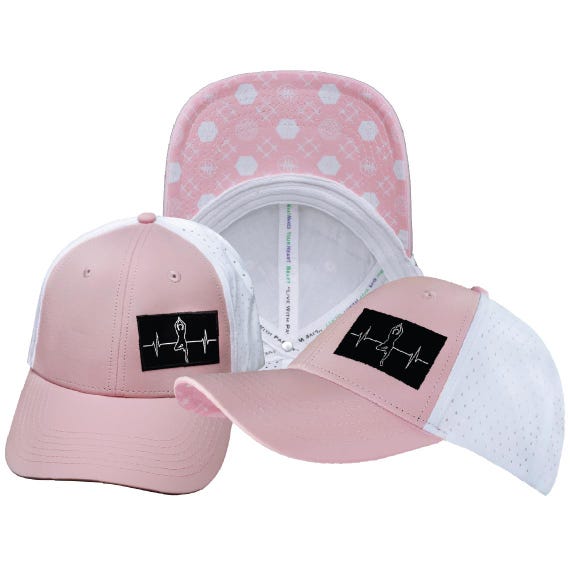 Yoga Hat - Low Profile - Ponytail - Pink / White - Laser  display picture 2