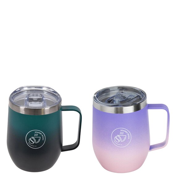 Matte Stainless Steel Coffee Mug With Handle Airtight Lid Spill-proof Spout  Green & Purple Keeps Drinks Hot or Cold - Etsy Israel