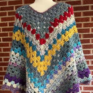One of a Kind Plus Size Homespun Crochet Winter Poncho fits (1X, 2X, 3X)