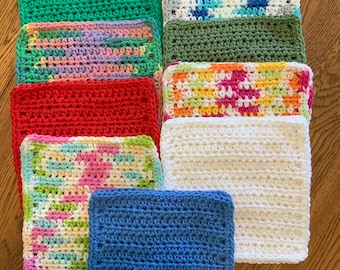 Crocheted Solid Cotton Dish Cloth