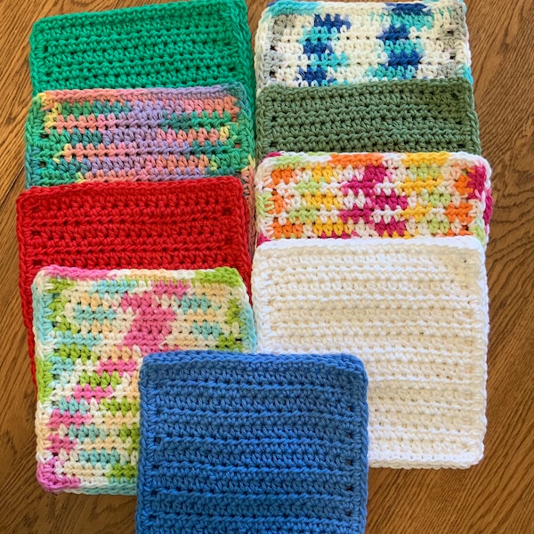 Crocheted Solid Cotton Dish Cloth