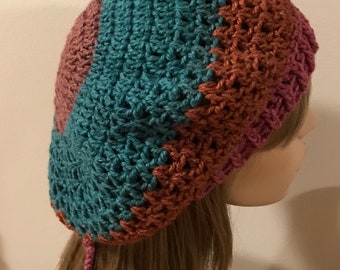 Crochet Slouchy Beret Dread Tam in Rum Raisin