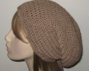 Camel Alpaca Slouchy Beanie Dread Tam Warm winter hat