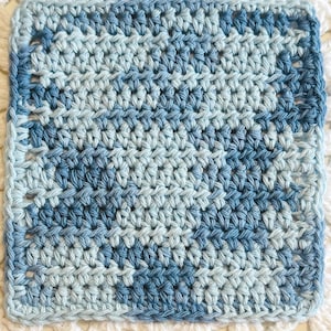 Crocheted Solid Cotton Dish Cloth Faded Denim