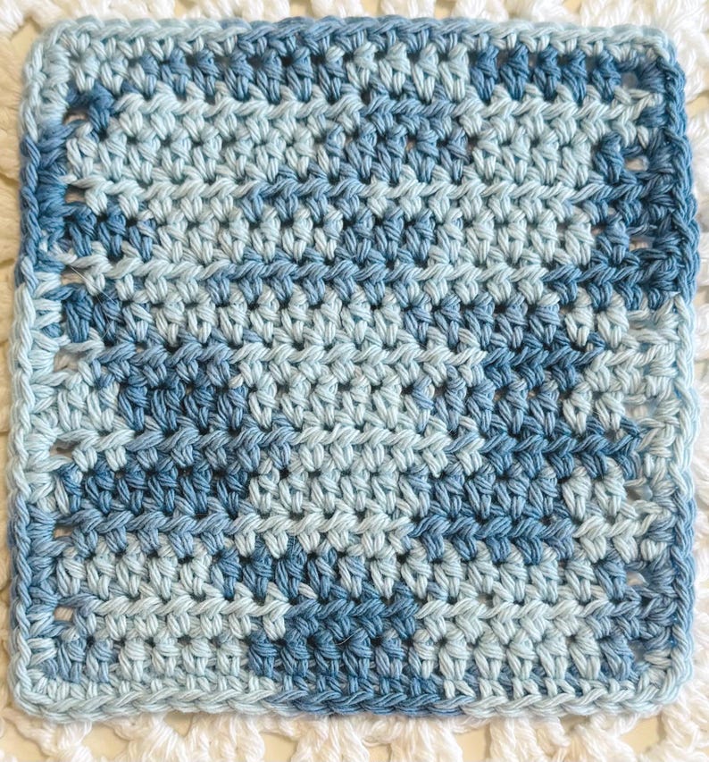 Crocheted Solid Cotton Dish Cloth Faded Denim