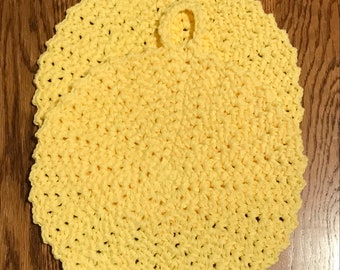 Cotton Crochet Potholders set of two in Yellow