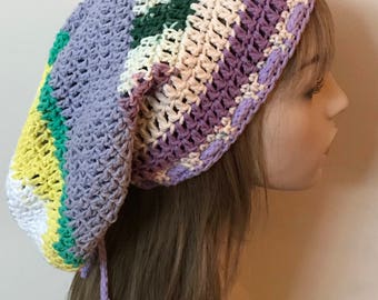 One of a Kind Cotton Slouchy Beanie Dread Tam/Crochet Hat