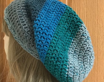 Long Slouchy Beanie Crochet Hat/Dread Tam in Shadowberry