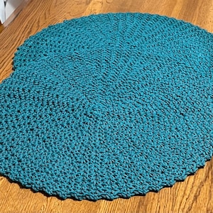 Crochet Cotton Placemats set of 2 in Teal