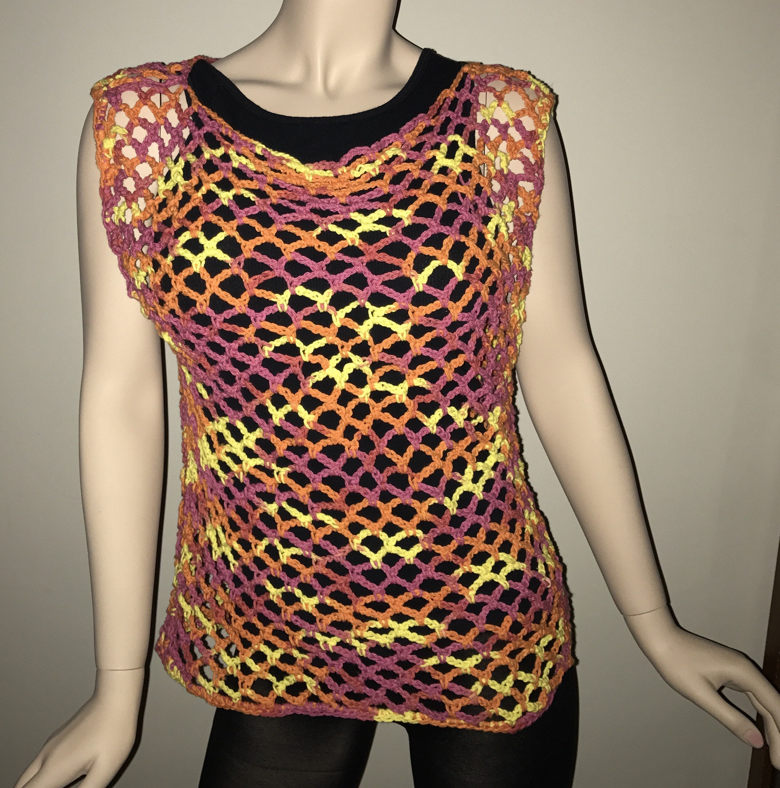 トップス A CCORDION COTTON TAPE YARN MESH TANK トップス A CCORDION COTTON TAPE YARN MESH TANK crochet tank