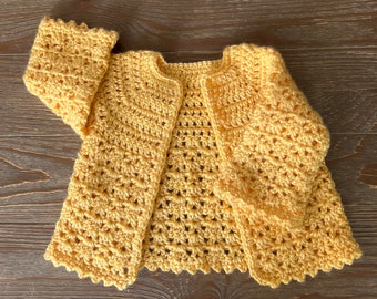 Crochet Baby Jacket 3-6 month in Gold