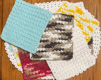 Crochet Cotton Textured Dishcloths/Washcloths