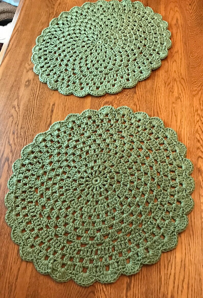 Crochet Placemats in Sage Set of 2 Etsy