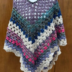 One of a Kind Homespun Crochet Winter Poncho fits (S, M, L)