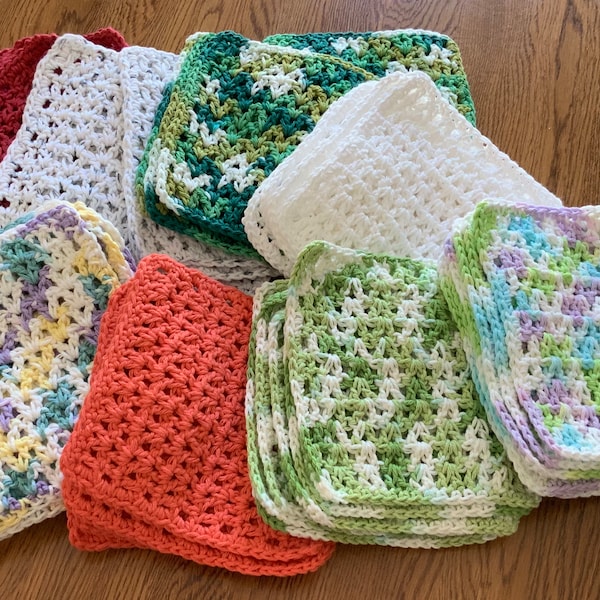 Crochet Cotton Dishcloths Mix and Match