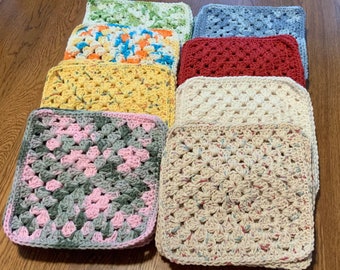 Crochet Cotton Dishcloths in Granny Stitch