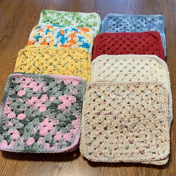 Crochet Cotton Dishcloths in Granny Stitch