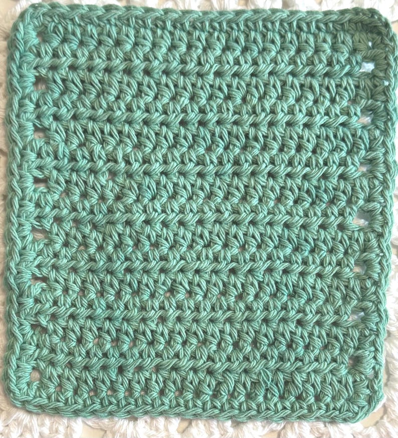 Crocheted Solid Cotton Dish Cloth Seafoam