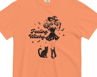 Spooky Witch Halloween T-Shirt, Pink Goth Fall Top, Comfort Colors Tee