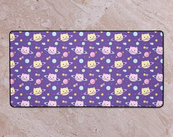 Planet Cat bureaumat – grillige ruimtekatje kantoorinrichting, gamingmuismat