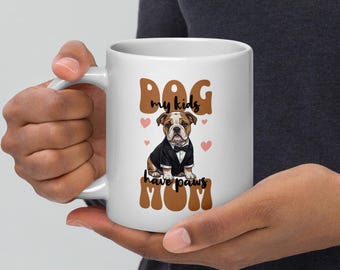 Engelse Bulldog-moedermok • Dog Kids Have Paws Coffee Cup