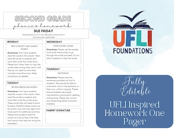 UFLI Inspired Weekly Homework Packet