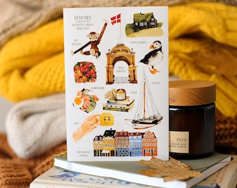 Denmark Travel Sticker Sheet: Scandinavian Landmarks, Copenhagen Icons