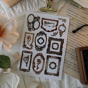 Vintage Frame Sticker Sheet: Ornate Victorian Journal Embellishments