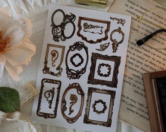 Vintage Frame Sticker Sheet: Ornate Victorian Journal Embellishments