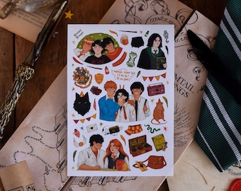 Marauders Era Sticker Sheet, Gryffindor-Themed Stickers (NOT Waterproof)