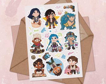Pegatinas Chibi Arcanas: Fanart de Jinx, Ekko y Vi - Adorables pegatinas de anime