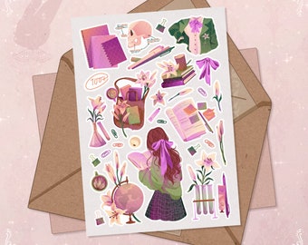 Student Lily Flowers Sticker Sheet: Back to School Planner Stickers