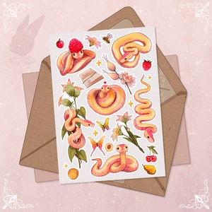 Gelbe Schlange Aufkleber Python Aufkleber Adorable Flora Journal Scrapbook Pflanzen Botanik Herbst Ästhetischer Aufkleber Animal Crossing