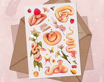 Yellow Python Sticker Sheet: Adorable Flora Journal Stickers