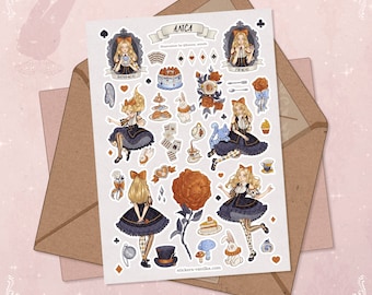 Alice in Wonderland Sticker Sheet: Magic Garden Scrapbook Stickers