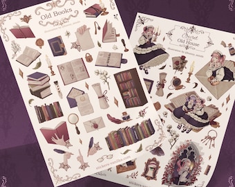 Arkusz naklejek Dark Academia: Naklejki z gotycką książką