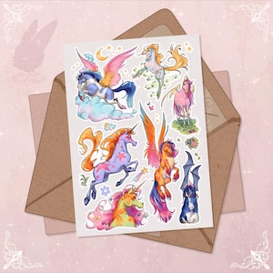 Einhörner & Pegasusse Sticker Bogen Fabelwesen entzückende Aufkleber Bullet Journal Scrapbook Planer Sticker magisch Bücherwurm