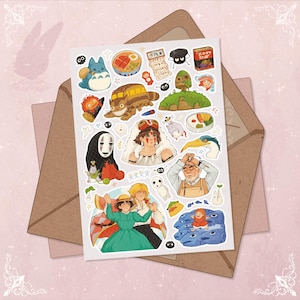 Studio Ghibli Sticker Sheet: Hand-Drawn Anime Characters - A6 Die-Cut